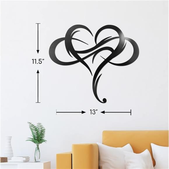 Infinity Heart Metal Wall Decor, Unique Infinity Heart Wall Decor Love Sign - Picture 2 of 8